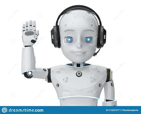 Cute Robot With Cartoon Character Greeting Stock Illustration