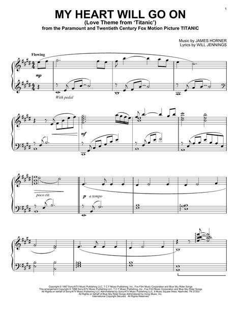 Celine Dion My Heart Will Go On Sheet Music Pdf Notes Chords Pop Score Piano Solo Download