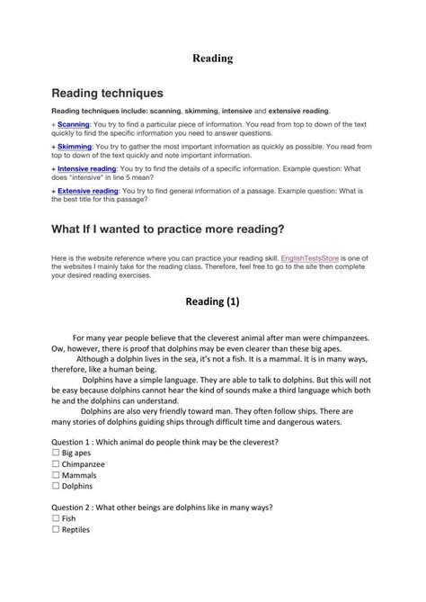 Reading Skill Skimming And Scanning Worksheet Live Worksheets
