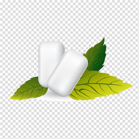 Green Leaf Chewing Gum Xylitol Drawing Sugar Alcohol Cartoon
