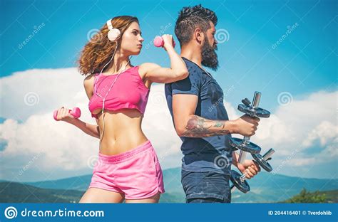 Athletic People Fit Young Sporty Couple Workout Outdoor Stock Image Image Of Color Athletic
