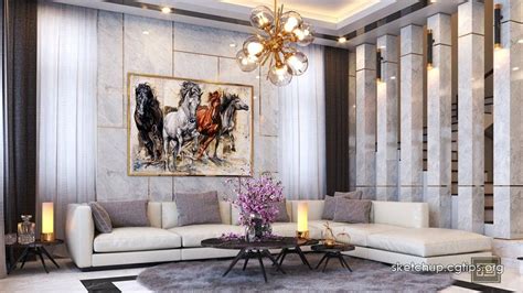2312 Interior Livingroom Scene Sketchup Model By Xuan Khanh Free