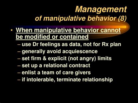 PPT - Working with Manipulative Behavior Primary Care Conference June 1, 2005 PowerPoint ...