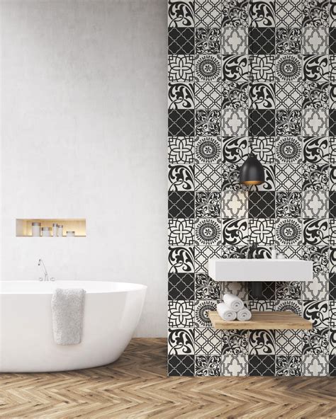 Graphic Tile Peel And Stick Wallpaper In Black And White
