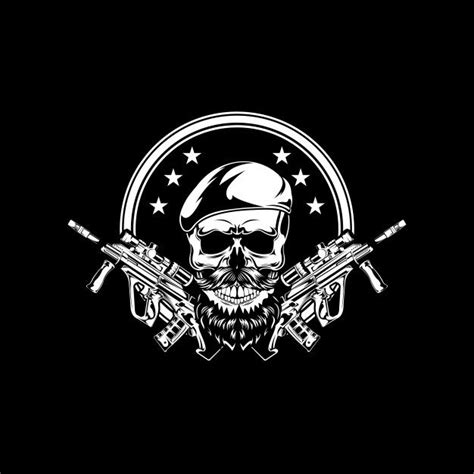 Premium Vector Skull Army Badge On Dark Skull Illustration Skull Vector