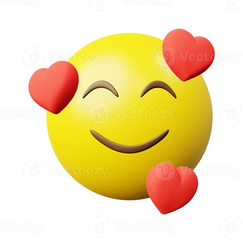 3d Render Image Feeling Loved Emoji With Love Symbol Isolated With