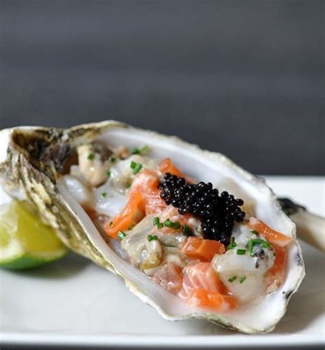 Oyster And Scallop Tartare With Ginger Dressing Trissalicious