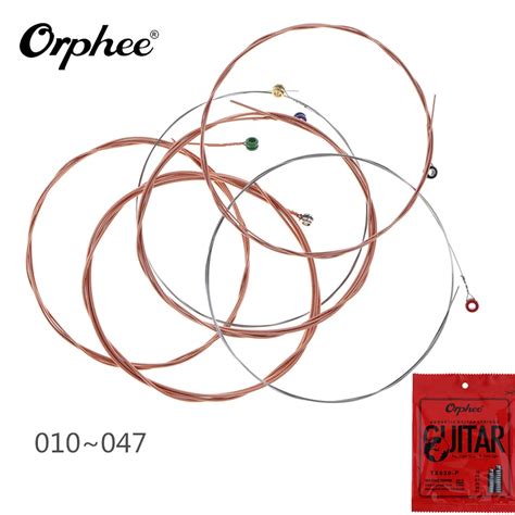 6pcsset Orphee Acoustic Guitar Strings Set 010 047 Red Copper Steel