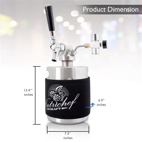 Nutrichef Pressurized Growler Tap System Stainless Steel Homebrew