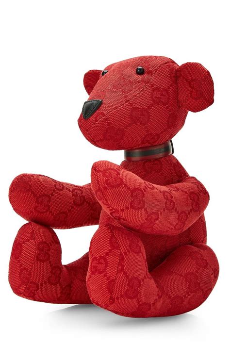 Gucci Red Guccissima Canvas Teddy Bear What Goes Around Comes Around