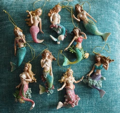 Set Of 9 Princess Mermaids Nautical Christmas Tree Ornament Beach Home