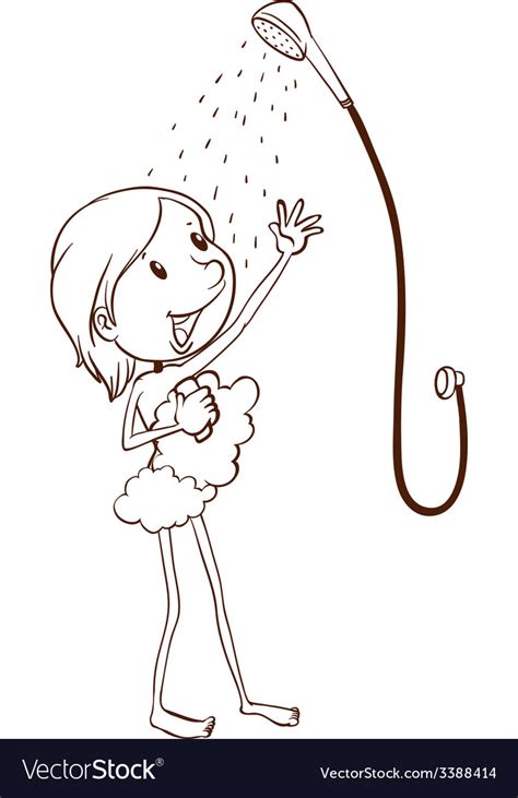 A Young Girl Taking A Shower Royalty Free Vector Image