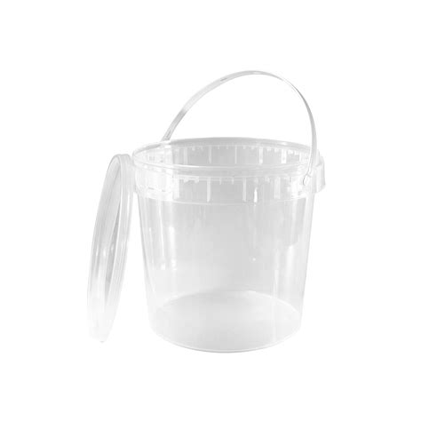 Buy 1 Gallon 128 Oz Clear Plastic Bucket With Lid And Handle 1 Pack