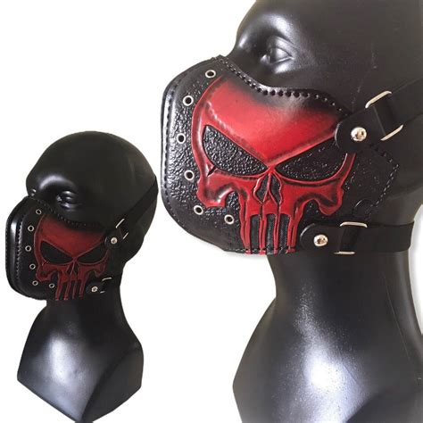 Skull Design Leather Mask Motorcycle Mask Personalize T Etsy