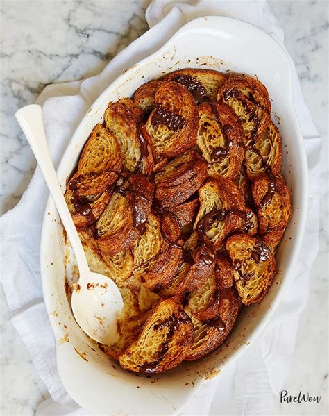 This figgy pudding recipe, steeped in tradition, is sure to excite even the ebenezer scrooge types with its fruity sweetness & spectacular flaming presentation. Croissant Bread Pudding - PureWow