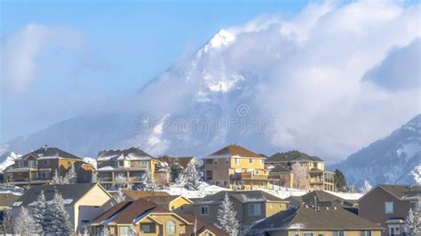 Towering Snowy Rocky Peak In The Alps In Winter Stock Photo Image Of