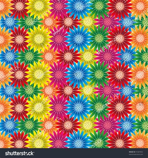 Dazzlingly Colorful Flower Backgrounds Stock Vector Royalty Free 91687052