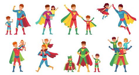 Premium Vector Cartoon Father Superhero Happy Fathers Day Super