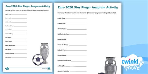 Football Player Anagrams Euro 2020 Summer 2021 Twinkl