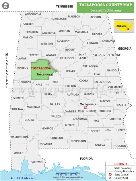 Tuscaloosa County Map Alabama