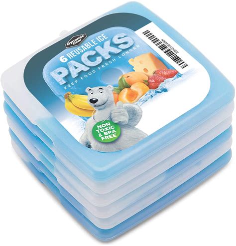 Buy Dynamic Gear Reusable Ice Pack Blocks 6 Pack For Lunch Box Slim
