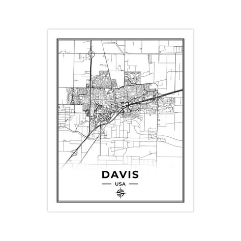 Davis Map Print Map Of Davis California Usa Digital Etsy