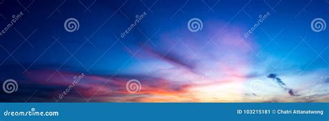 Panorama Twilight Nature Sky And Cirrus Cloud Stock Image Image Of