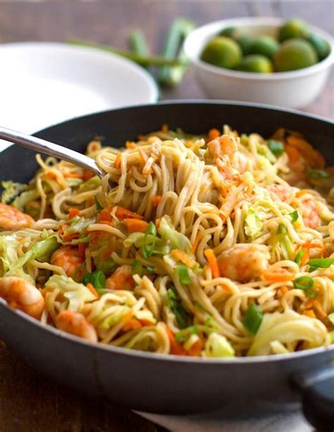 Stir Fried Noodles With Shrimp And Vegetables {filipino Pancit Canton} Recipe Pinch Of Yum