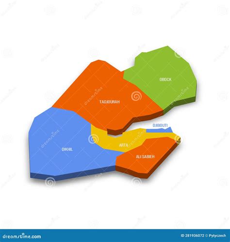 Djibouti Political Map Of Administrative Divisions Stock Illustration Illustration Of