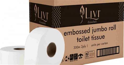 Livi Essentials 2 Ply Jumbo Toilet Tissue Roll 12 Rolls 300m