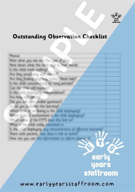 Outstanding Observation Checklist - Early Years Staffroom