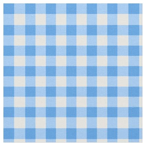 Gingham Checked Pattern Blue And White Fabric Zazzle