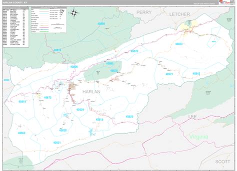 Harlan County Ky Wall Map Premium Style By Marketmaps Mapsales