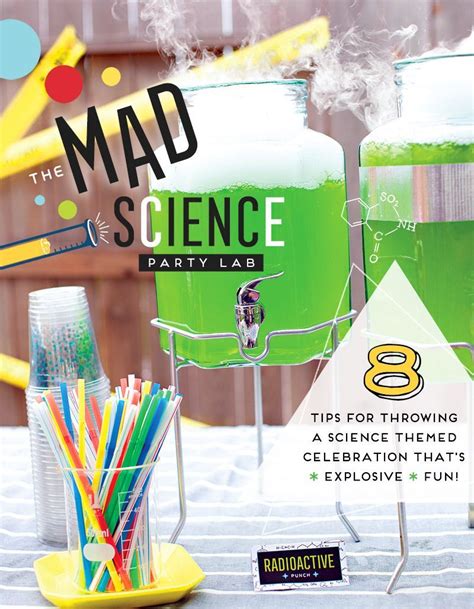 The Mad Science Party Lab Is Set Up On A Table With Colorful Straws And