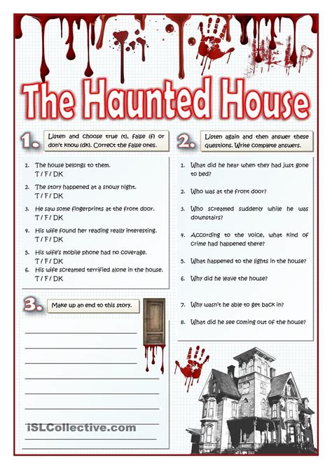 The Haunted House Listening And Writing Halloween Worksheets