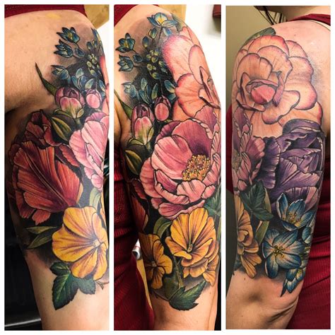 Really Fun Feminine Floral Piece I Just Finished By Meghan Patrick Half Sleeve Tattoos Color