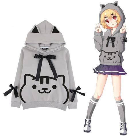 Kawaii Neko Atsume Cat Ears Hoodie Sweater Sd01809 Kawaii Clothes