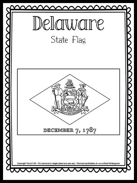 Delaware State Flag Coloring Page Free Printable The Art Kit