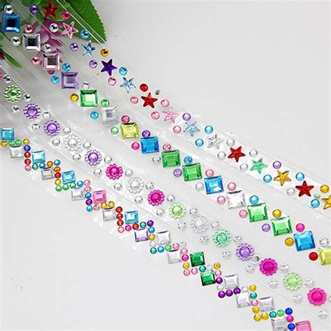 Colored Self Adhesive Rhinestone Crystal Gems Bling Stickers Sticky