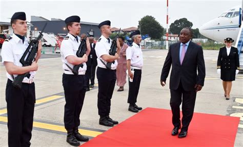 Cyril ramaphosa giving his press conference after the summt photograph: Ramaphosa arrives in France for G7 summit amid major ...