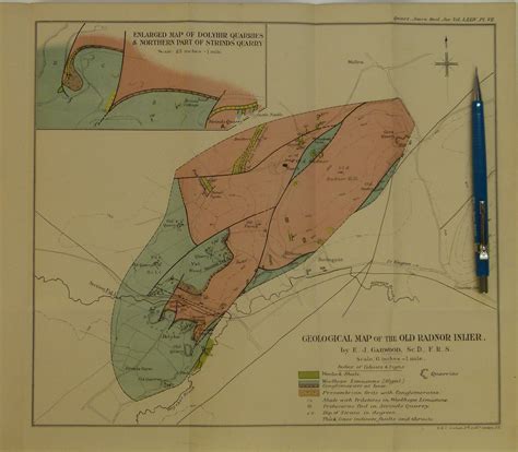 Wales Mid 1917 Geological Map Of The Old Radnor Inlier Colour Print