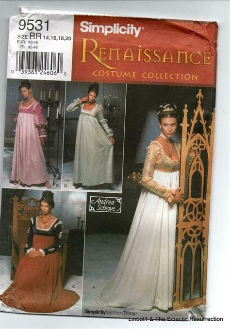 Simplicity Pattern 9531 Renaissance Dress Sca Gown Costume Size 14 To 20 Uncut For Sale Online