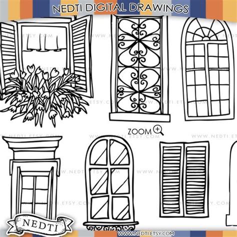 Windows Doodle Clip Art Window Clipart Digital Images Png Doodle Art