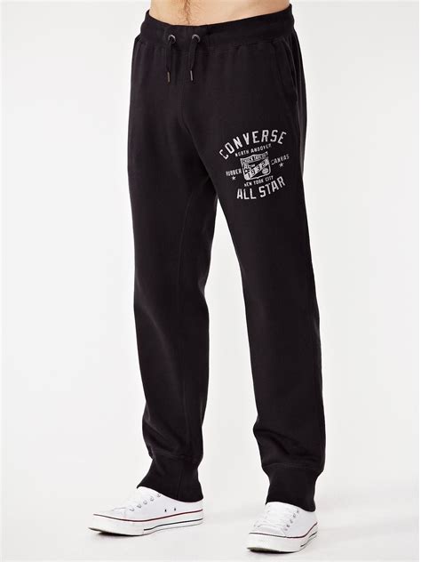 Converse Converse Mens Ribbed Cuffed Sweat Pants In Black For Men Lyst