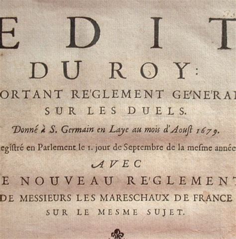 Edit De Saint Germain En Laye 1679 - Louis XIV règlemente les duels. – Traces Écrites : lettres autographes