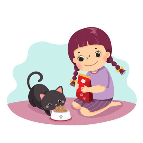 290 Girl Feeding Cat Stock Illustrations Royalty Free Vector Graphics