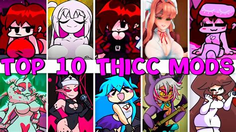 top 10 thicc mods in fnf friday night funkin vs sarvente monika skyblue nikusa and etc