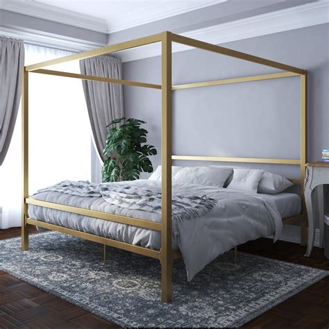 Dhp Canopy Metal Bed Full Size Frame Gold Dhp Kora Gold Metal Queen