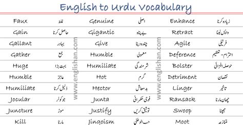 English Words With Urdu Meanings PDF Englishan