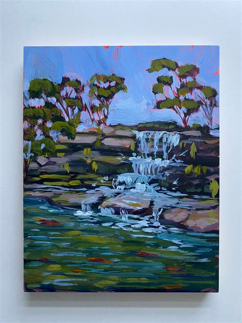 Original 8x10 Waterfall Painting From The Botanical Garden Etsy